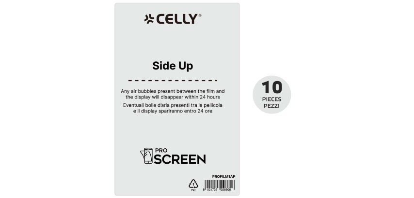 Celly PROFILM10AF protezione per lo schermo e il retro dei telefoni cellulari Pellicola proteggischermo trasparente Universale 10 pz