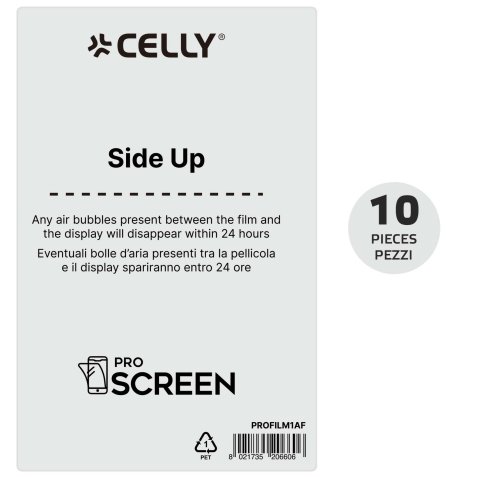 Celly PROFILM10AF protezione per lo schermo e il retro dei telefoni cellulari Pellicola proteggischermo trasparente Universale 10 pz