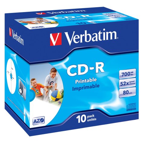 Verbatim CD-R AZO Wide Inkjet Printable 700 Mo 52x 10 pièce(s)