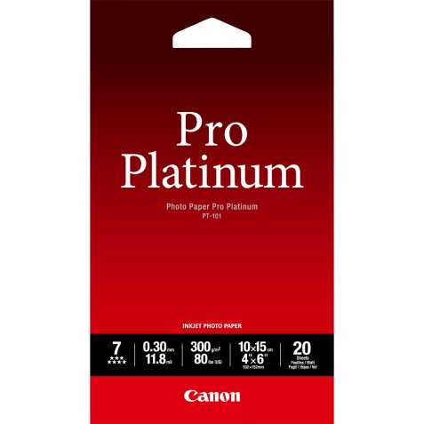 Canon Papier photo professionnel Platinum 4 × 6 po (10 × 15 cm) PT-101 - 20 feuilles