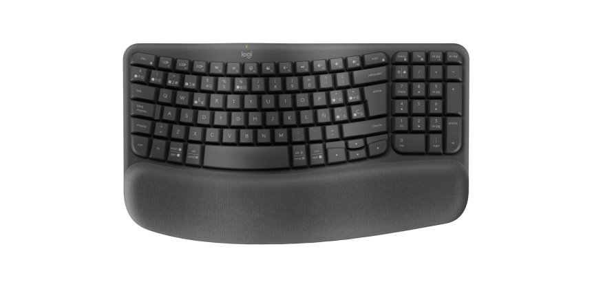 Logitech Wave Keys, teclado ergonómico inalámbrico con reposamanos acolchado, escritura cómoda y natural, Easy-Switch, Bluetooth, Logi Bolt, multisistema operativo, Windows/Mac,QWERTY Español, Grafito