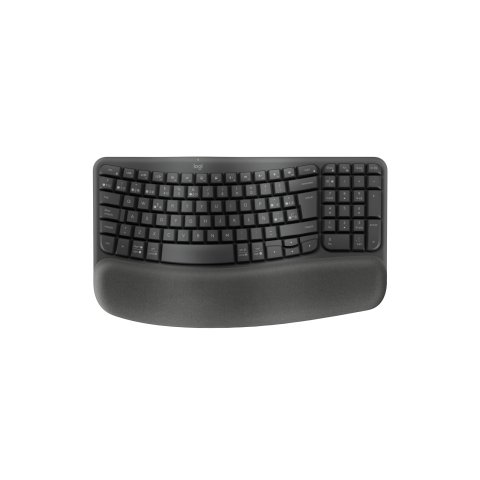 Logitech Wave Keys, teclado ergonómico inalámbrico con reposamanos acolchado, escritura cómoda y natural, Easy-Switch, Bluetooth, Logi Bolt, multisistema operativo, Windows/Mac,QWERTY Español, Grafito