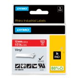 DYMO Rhino étiquettes industrielles autocollantes en vinyle | 12 mm x 5,5 m | impression en blanc sur fond rouge