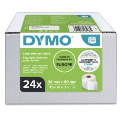 DYMO LW etichette per indirizzi grandi | 36 mm x 89 mm | 24 rotoli da 260 etichette facilmente staccabili (6240 etichette) | autoadesive | per etichettatrici LabelWriter | originali
