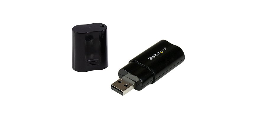 Tarjeta de Sonido Estéreo USB Externa Adaptador Conversor - Negro