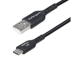 StarTech.com Cable Cargador USB-A a USB-C de 1m - Cable Adaptador USB-A a USB Tipo C - 3A - Cable de Carga y Sincronización - USB 2.0 - Recubrimiento de TPE - M/M - Negro