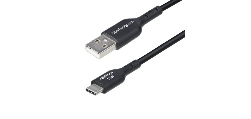 StarTech.com 3ft (1m) USB-A to USB-C Charging Cable, Charge & Sync, 3A, USB 2.0, TPE Jacket - Black USB Charging Cord