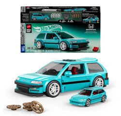 Mattel Brick Shop Hot Wheels Custom ’90 Honda Civic EF Building Toy Kit (248 Pieces), for Collectors