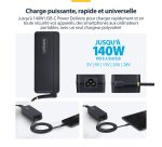 StarTech.com Chargeur USB-C pour Ordinateur Portable de 140W avec Câble USB-C Intégré de 1,2m, Adaptateur Secteur GaN pour MacBook M3/M4/M5 Pro/Max, Dell Pro/Plus/Premium