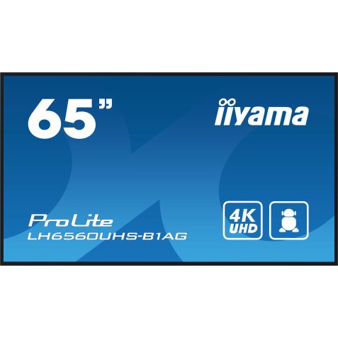 iiyama LH6560UHS-B1AG affichage de messages Carte A numérique 165,1 cm (65") LED Wifi 500 cd/m² 4K Ultra HD Noir Intégré dans le processeur Android 11 24/7