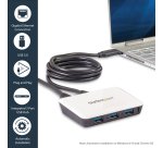 StarTech.com USB 3.0 to Gigabit Ethernet NIC Network Adapter with 3 Port Hub - White