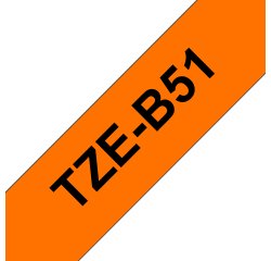 Brother TZE-B51 labelprinter-tape Zwart op fluorescerend oranje