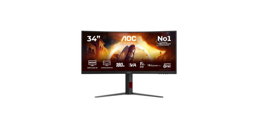 AOC G4 CU34G4CAP écran plat de PC 86,4 cm (34") 3440 x 1440 pixels UltraWide Quad HD LCD Noir, Rouge