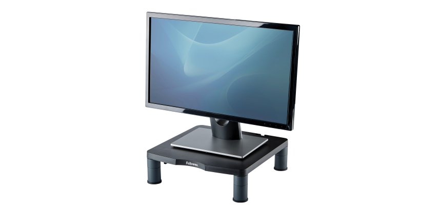 Fellowes Computer Monitor Stand with 3 Height Adjustments - Standard Monitor Riser with Cable Management - Ergonomic Adjustable Monitor Stand for Computers - Max Weight 27KG/Max Size 21" - Graphite