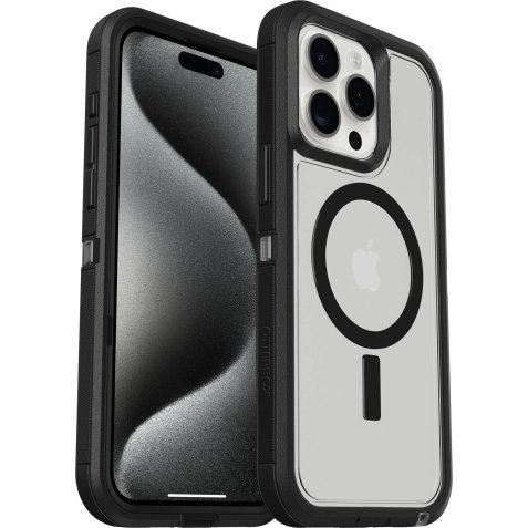 OtterBox Defender XT Series pour iPhone 15 Pro Max, Dark Side (Clear / Black)