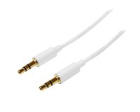 Cable de 2 metros Delgado de Audio Estéreo Mini Jack de 3,5mm - Blanco - Macho a Macho