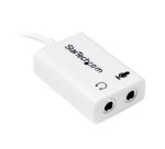 StarTech.com Adaptateur pour casque avec prises pour écouteur et microphone séparées - Mini-Jack 3,5mm 1x (M) 2x (F) - Blanc