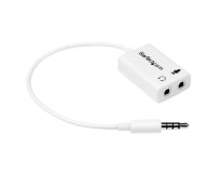 Adaptador de Auriculares con Micrófono Mini-Jack 3,5mm 4 pines a Conectores de Auriculares y de Micrófono - M a 2xH Blanco