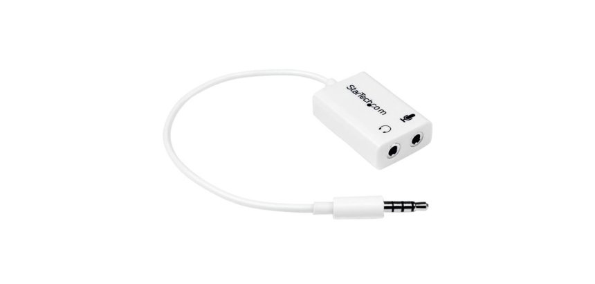 StarTech.com Adaptateur pour casque avec prises pour écouteur et microphone séparées - Mini-Jack 3,5mm 1x (M) 2x (F) - Blanc