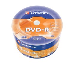Verbatim DVD-R Matt Silver en Wrap Spindle (bobina envuelta) de 50 unidades