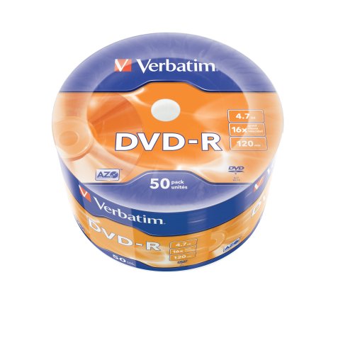 Verbatim DVD-R Matt Silver en Wrap Spindle (bobina envuelta) de 50 unidades