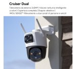 Imou Crusier DUAL 10MP (5MP+5MP) Telecamera Wi-Fi Esterno Doppio Obiettivo, 360°PTZ Videocamera Sorveglianza Esterno con Visione Notturna a Colori, Rilevamento Umano/Veicoli, IP66, Tracciamento Intelligente, 2,4ghz