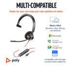 HP Poly Blackwire 3310 Monaural Microsoft Teams Certified USB-C Headset +USB-C/A Adapter
