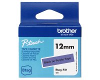 Brother BTAG-F31 – Ruban adhésif noir sur violet, 12 mm de large, non laminé