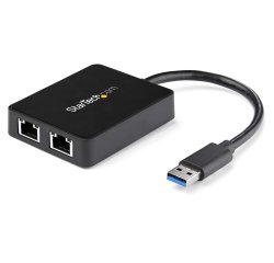 StarTech.com Adaptador Tarjeta de Red NIC Externa USB 3.0 2 Puertos Gigabit Ethernet RJ45 y Puerto USB