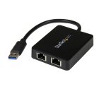 StarTech.com USB 3.0 to Dual Port Gigabit Ethernet Adapter NIC w/ USB Port