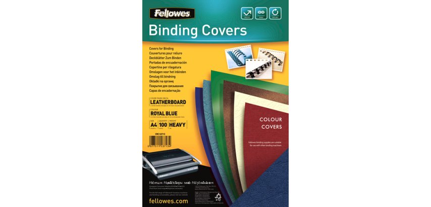 Copertine per rilegatura - A4 - cartoncino groffrato semilpelle - 250 gr - royal blu - Fellowes - conf.100 pezzi