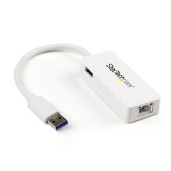 StarTech.com Adaptador Tarjeta de Red NIC Externa USB 3.0 de 1 Puerto Gigabit Ethernet RJ45 y Puerto USB - Blanco