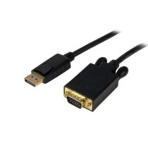 startechcom cable de 18m displayport a vga - cable adaptador activo de displayport a vga - vadeo 1080p - cable de monitor dp a vga - convertidor dp 12 a vga - conector dp con pestillo