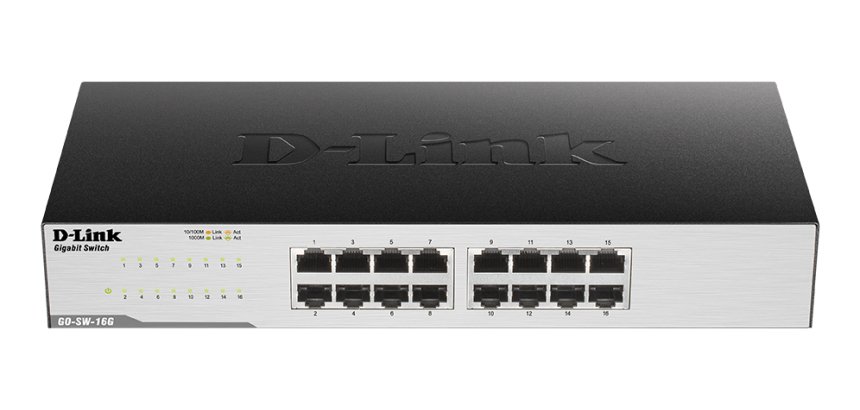 D-Link GO-SW-16G Non-géré L2 Gigabit Ethernet (10/100/1000) 1U Noir