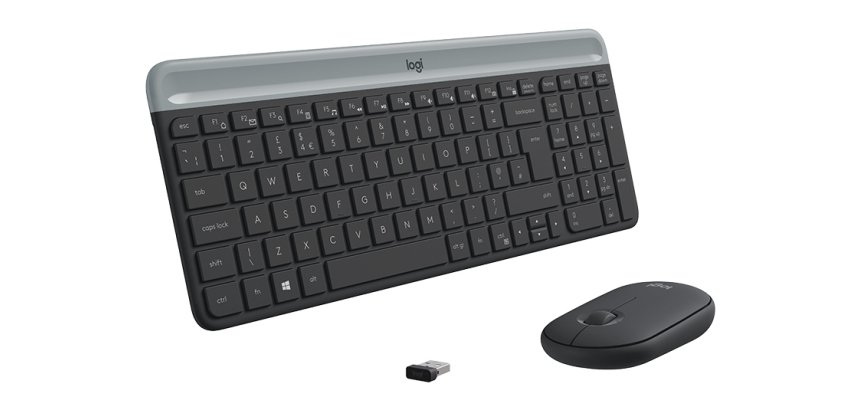 Logitech Slim MK470 clavier Souris incluse Universel RF sans fil QWERTY US International Graphite
