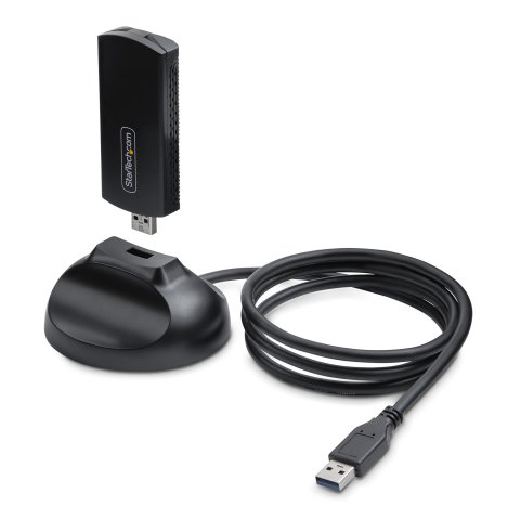 StarTech.com Adaptador USB Externo de Red Inalámbrica Wi-Fi 6E para Ordenador de Sobremesa o Portátil - NIC Inalámbrico de hasta 2402Mbps - Antena Plegable - WiFi 2,4/5/6GHz - 802.11b/g/n/ac/ax