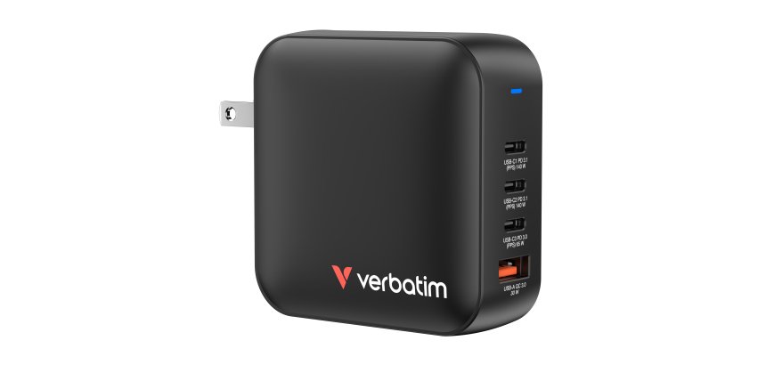 Verbatim Mini GaN Charger 165W Universel Noir Secteur Charge rapide Intérieure