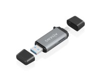 AISENS Lector De Tarjetas SD, Micro SD, MMC, Rs-MMC, MMC Micro, USB-A y USB-C, Gris