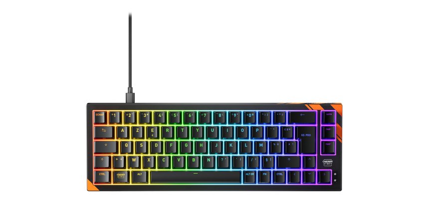 CHERRY K5 PRO TMR COMPACT clavier Gaming USB AZERTY Français Noir, Orange