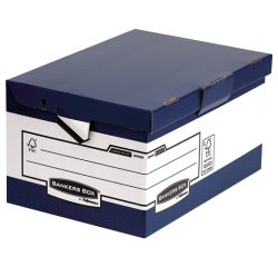 Conteneur maxi bankers box heavy duty carton coloris blanc bleu montage automatique