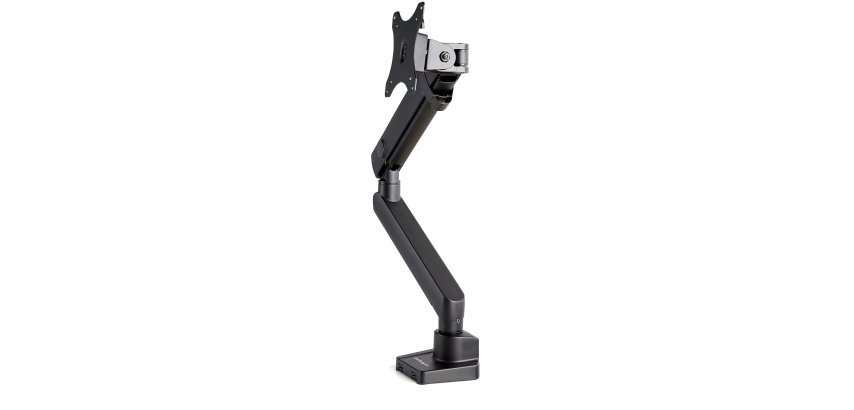 StarTech.com Bras pour Moniteur de Bureau avec 2 Ports USB 3.0, Support Mince pour Moniteur Unique à Mouvement Complet, Écran VESA Jusqu'à 34" (8kg), Fixation par Pince/Armillon, Ressort Mécanique