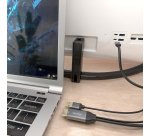AISENS Cable Conversor Aluminio HDMI V2.0 A USB-C 4K@60HZ, HDMI/M+USB-A/M-USB-C/M, Negro, 1.8m