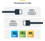 StarTech.com 1.5ft (50cm) Thunderbolt 5 Cable, 80Gbps/Up to 120Gbps, 240W PD, 8K 60Hz, Certified Thunderbolt Cable, Compatible w/Thunderbolt 4/USB4/USB-C - White