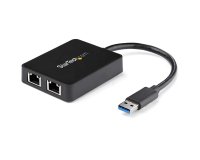StarTech.com Adaptateur USB 3.0 vers Gigabit Ethernet à Deux Ports avec Port USB - 10/100/100 - Adaptateur Réseau NIC Gigabit LAN USB
