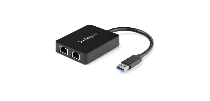 StarTech.com Adaptateur USB 3.0 vers Gigabit Ethernet à Deux Ports avec Port USB - 10/100/100 - Adaptateur Réseau NIC Gigabit LAN USB