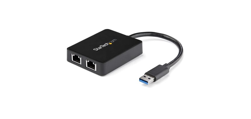 StarTech.com Adaptateur USB 3.0 vers Gigabit Ethernet à Deux Ports avec Port USB - 10/100/100 - Adaptateur Réseau NIC Gigabit LAN USB
