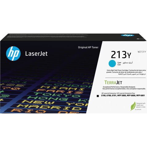 HP Cartucho de tóner Original LaserJet 213Y de capacidad superior cian