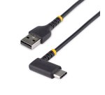 StarTech.com 30cm USB-A naar USB-C Laadkabel, Robuuste Haakse Fast Charge & Sync Kabel, 3A, USB 2.0, TPE Mantel en Aramidevezels - Zwarte USB Oplaadkabel