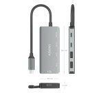 AISENS Hub USB 3.1 USB-C, USB-C/M-1xUSB-C PD 100W+1xUSB-C USB3.0/H+1xUSB-C USB2.0/H+2xUSB-A USB2.0/H, Gris, 15cm