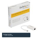 StarTech.com USB-C to Gigabit Ethernet Adapter, White, Thunderbolt 3 Compatible, Windows & Mac, RJ45 LAN Network Converter